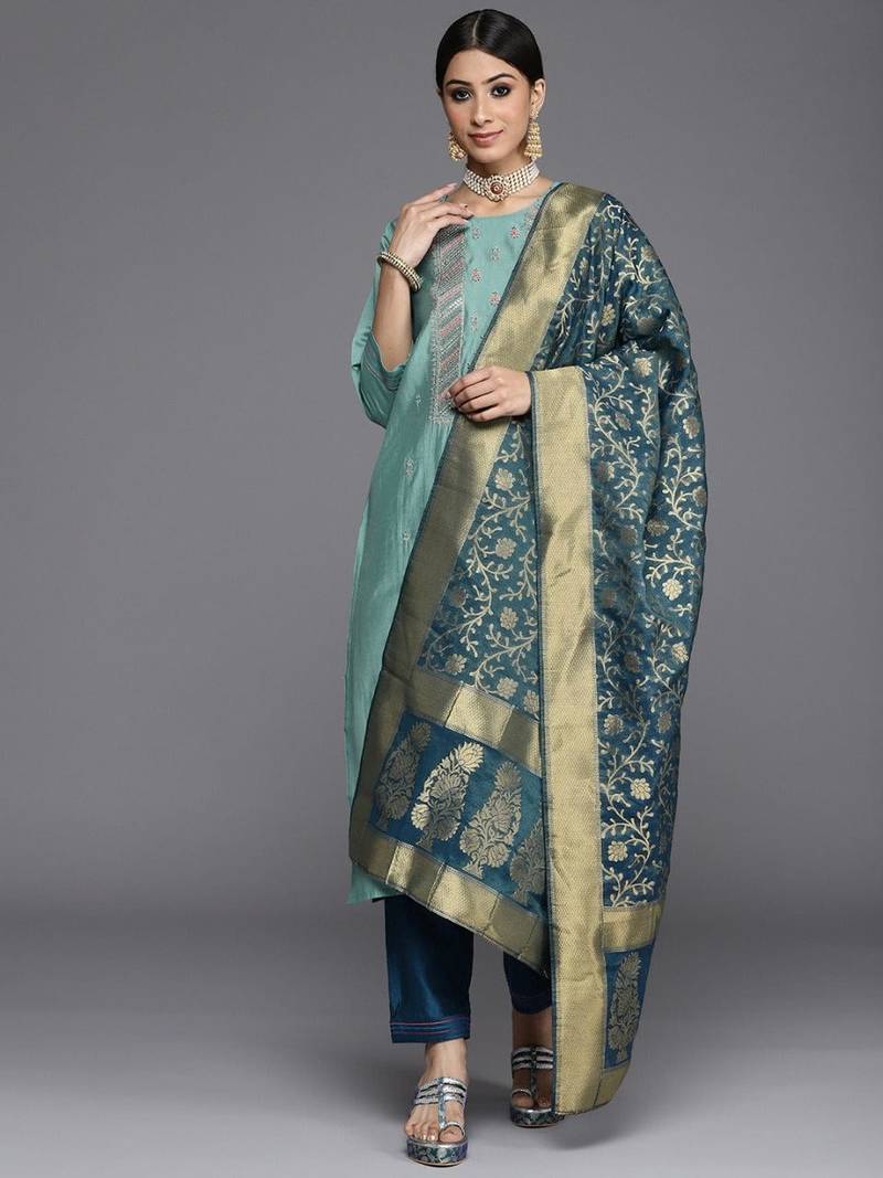 varanga-women-blue-ethnic-motifs-embroidered-kurta-with-trousers-dupatta