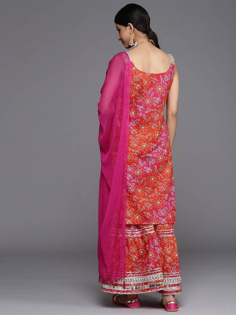 ksut-women-orange-pink-ethnic-printed-pure-cotton-kurta-with-sharara-with-dupatta