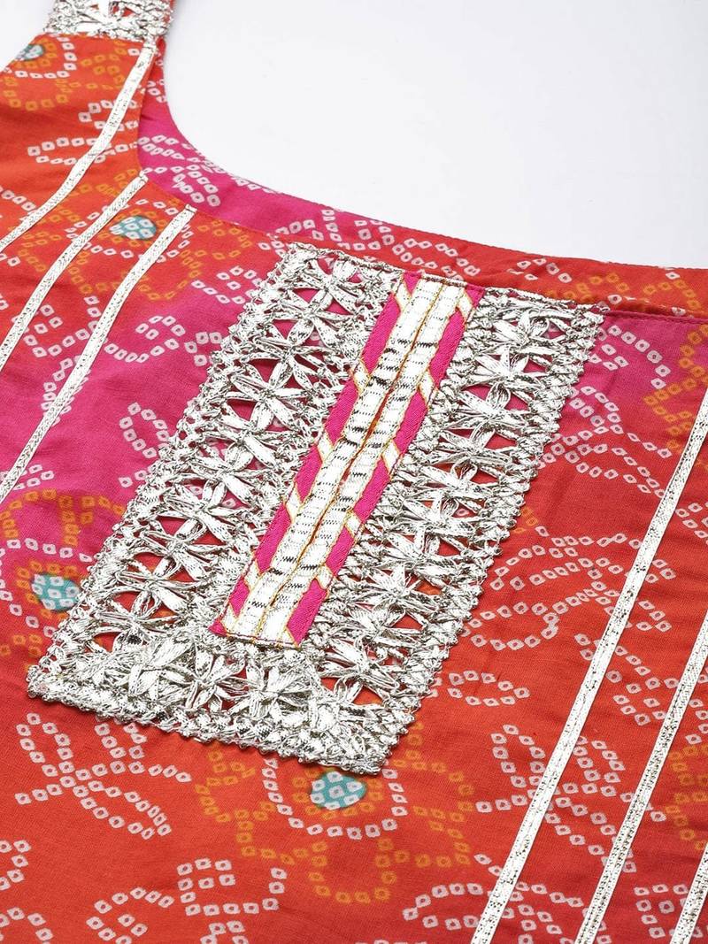 ksut-women-orange-pink-ethnic-printed-pure-cotton-kurta-with-sharara-with-dupatta