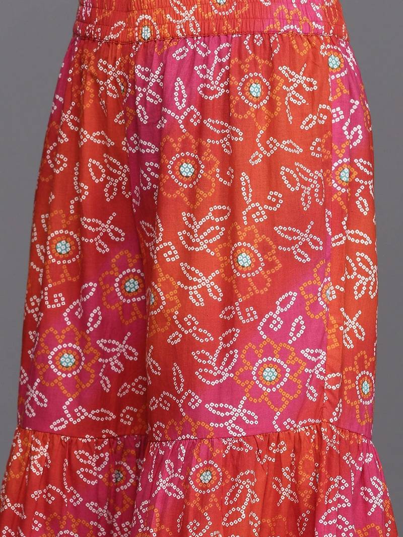 ksut-women-orange-pink-ethnic-printed-pure-cotton-kurta-with-sharara-with-dupatta