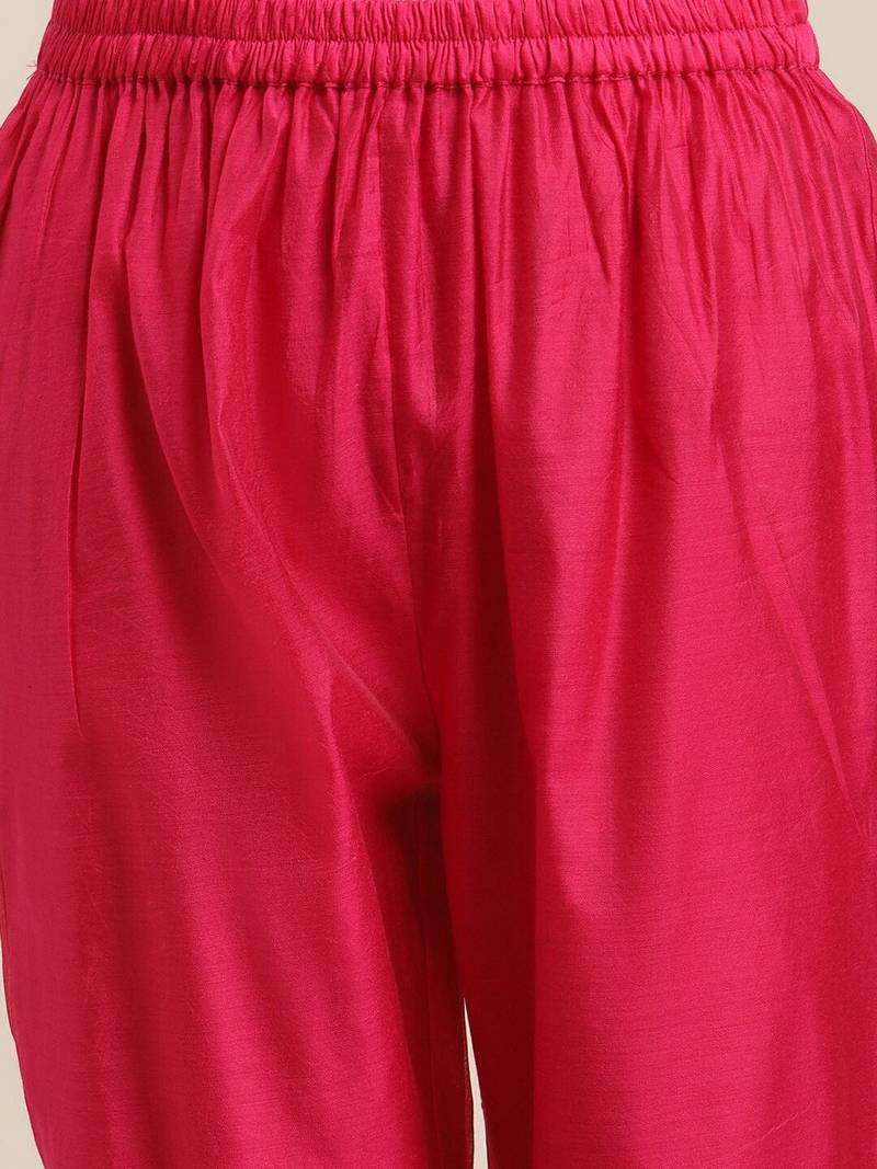 varanga-women-magenta-floral-chanderi-silk-kurta-with-trousers-with-dupatta