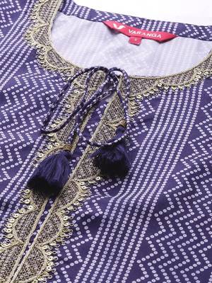 varanga-women-blue-white-bandhani-printed-kurta 3