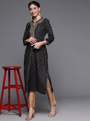 varanga-women-black-bandhani-printed-kurta 2