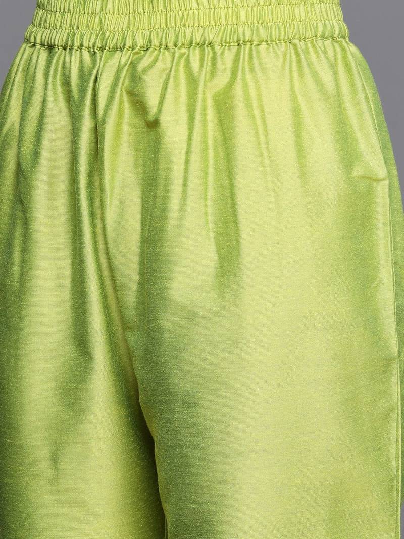 varanga-women-lime-green-ethnic-motifs-yoke-design-beads-and-stones-kurta-with-trousers-with-dupatta