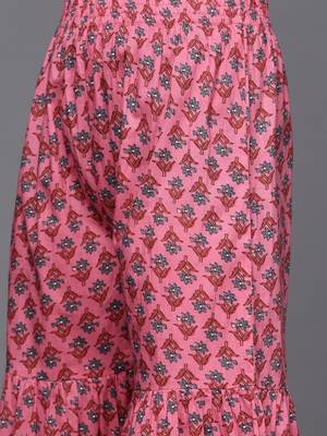 varanga-women-grey-pink-floral-print-angrakha-gotta-patti-pure-cotton-kurta-with-sharara 3