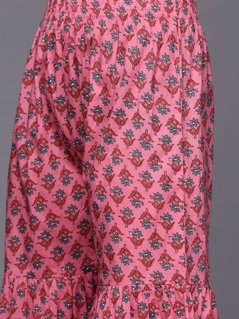 varanga-women-grey-pink-floral-print-angrakha-gotta-patti-pure-cotton-kurta-with-sharara