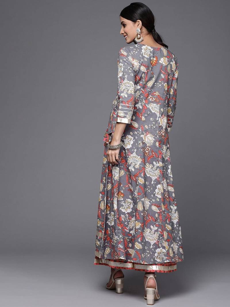 varanga-women-grey-pink-floral-print-angrakha-gotta-patti-pure-cotton-kurta-with-sharara