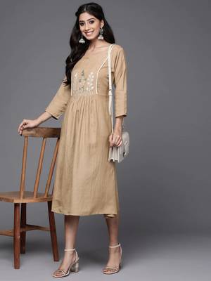 varanga-beige-white-yoke-embroidered-fit-flare-midi-dress 1