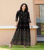 black Pure Rayon Bandhani Print Kurta