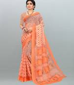 Glorious Light Orange & Light Peach colour printed saree with blouse