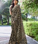 Black Printed Chiffon Saree With Blouse