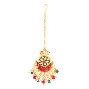 Gold cubic zirconia maang-tikka 1