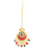 Gold cubic zirconia maang-tikka