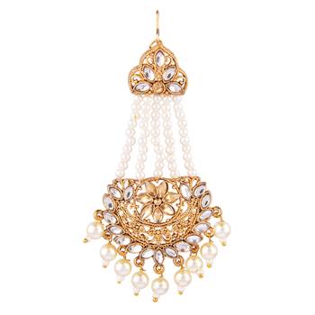 Gold pearl maang-tikka 1