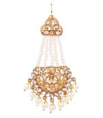 Gold pearl maang-tikka