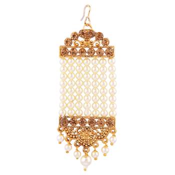 Gold pearl maang-tikka 1