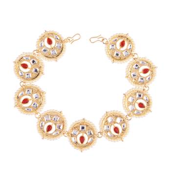 Gold cubic zirconia maang-tikka 1