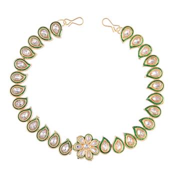 Gold cubic zirconia maang-tikka 1