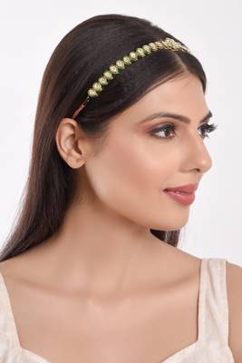 Gold cubic zirconia maang-tikka 3