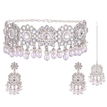 Silver pearl necklace-sets 1