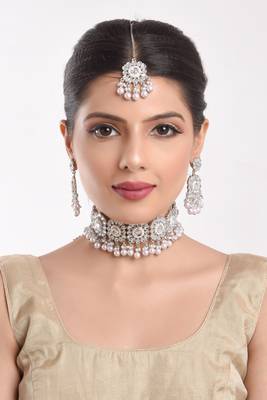 Silver pearl necklace-sets 2