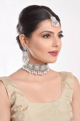 Silver pearl necklace-sets 4