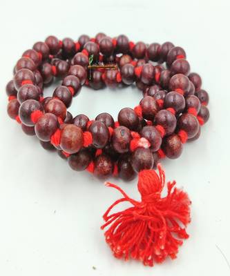 BRIJ HAAT Original Rosary Lal Chandan Mala 108+1 Beads with Cotton Gaumukhi Japa Bag (10mm) 3
