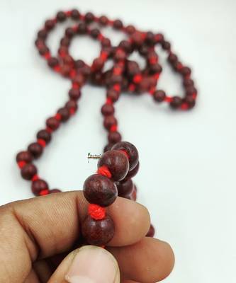 BRIJ HAAT Original Rosary Lal Chandan Mala 108+1 Beads with Cotton Gaumukhi Japa Bag (10mm) 4