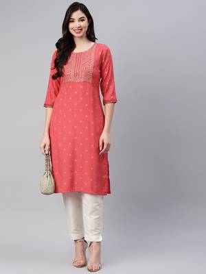 Red printed cotton ethnic-kurtis 1
