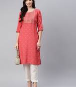 Red printed cotton ethnic-kurtis