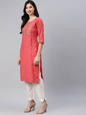 Red printed cotton ethnic-kurtis 3