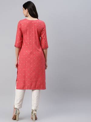 Red printed cotton ethnic-kurtis 4
