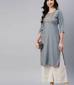 Grey printed cotton ethnic-kurtis