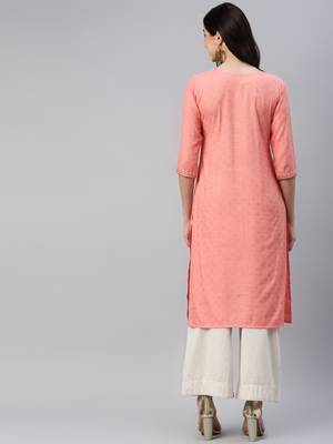 Peach printed cotton ethnic-kurtis 4