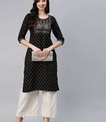Black printed cotton ethnic-kurtis