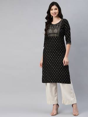 Black printed cotton ethnic-kurtis 2