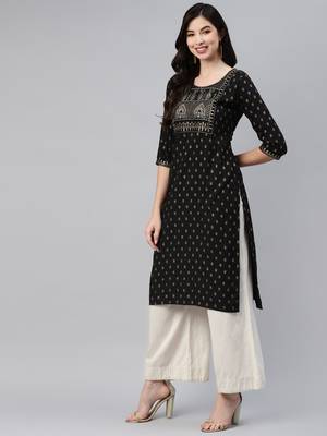 Black printed cotton ethnic-kurtis 3