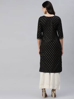 Black printed cotton ethnic-kurtis 4