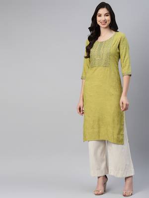 Green embroidered cotton ethnic-kurtis 2