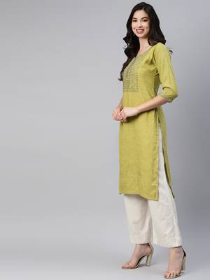 Green embroidered cotton ethnic-kurtis 3