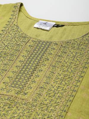Green embroidered cotton ethnic-kurtis 5