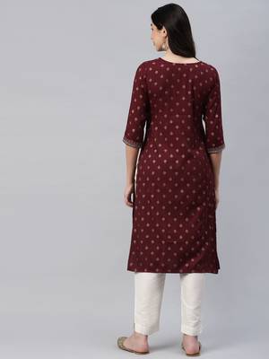 Wine printed cotton ethnic-kurtis 4