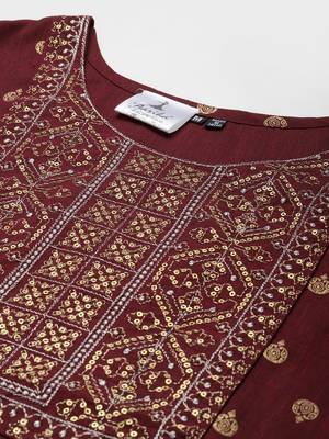 Wine printed cotton ethnic-kurtis 5