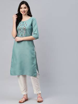 Grey embroidered cotton ethnic-kurtis 2