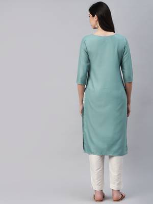 Grey embroidered cotton ethnic-kurtis 4