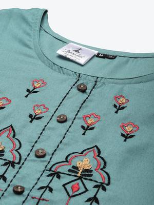 Grey embroidered cotton ethnic-kurtis 5