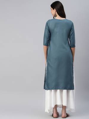 Blue embroidered cotton ethnic-kurtis 4