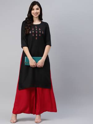 Black embroidered cotton ethnic-kurtis 1