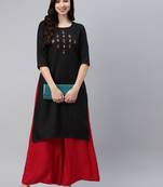 Black embroidered cotton ethnic-kurtis