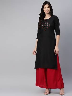 Black embroidered cotton ethnic-kurtis 2